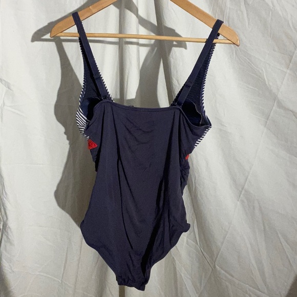 Blue red and white bathing suit swimming one piece - Picture 2 of 8
